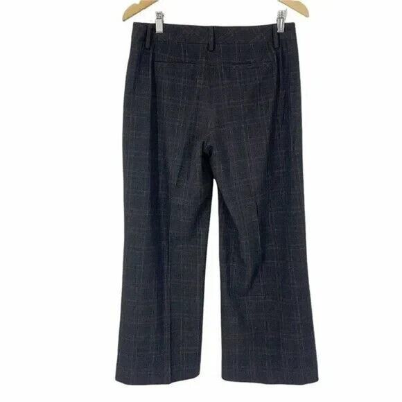 CAbi Straight Wide Leg Trouser Dress Pant Career Belt Loop 8 Brown Grey Plaid - Picture 11 of 14